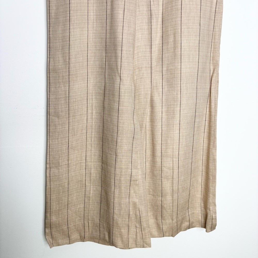 & Other Stories Wide Linen-Blend Trousers Pinstripe Tan US 4 NWT High Waist - Picture 9 of 15